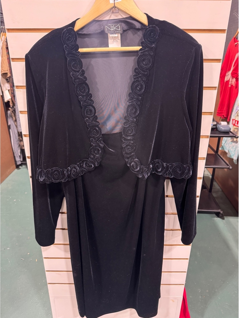 NiKi by Niki Livas Black Long Sleeve Dress with Bolero Jacket Size 22
